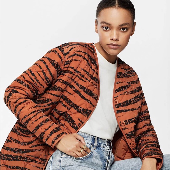 NWT Anine Bing Andy Bomber Quilted Jacket Color Rust Zebra Size XS - Picture 5 of 16